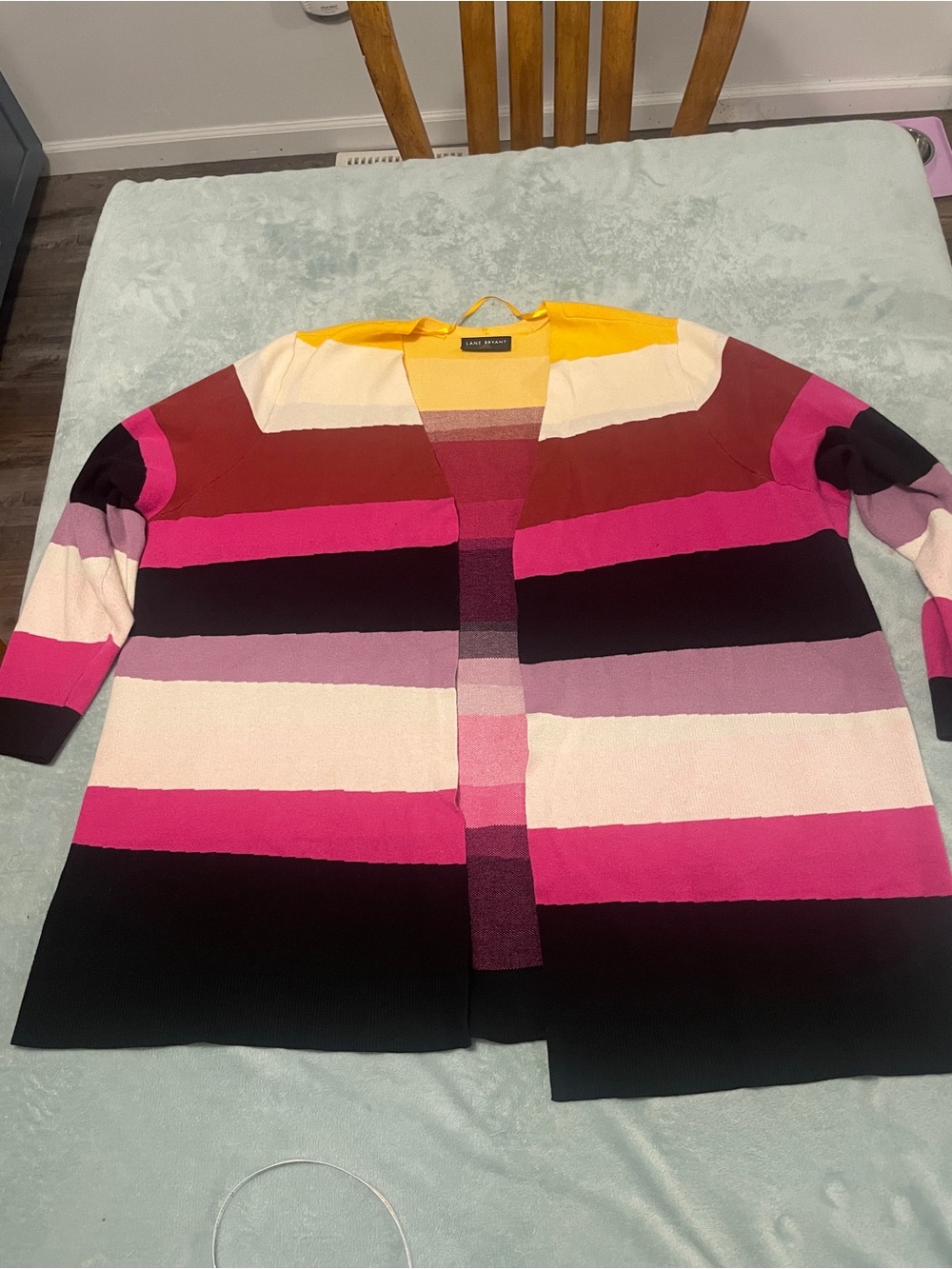 Lane Bryant Striped Open-Front Women's Cardigan - Multi Pink